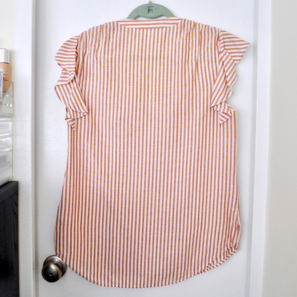Veronica Beard Candy Stripe V-Neck Blouse - Picture 12 of 14